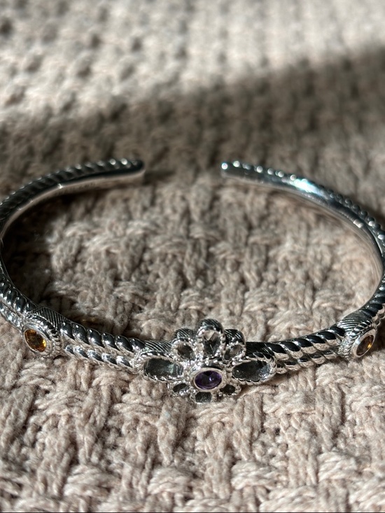 Judith Ripka Jewelry - Judith Ripka Sterling Silver Cuff Bracelet with Amethyst and Citrine Stones